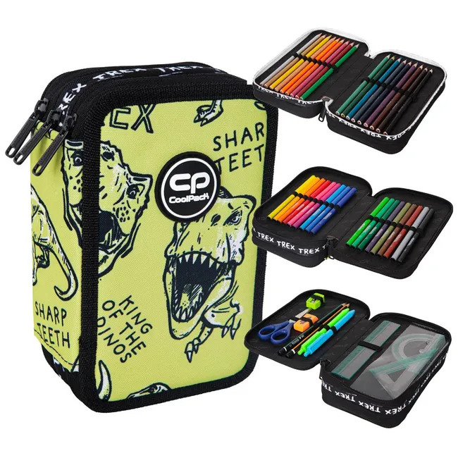 Piórnik 3-komorowy Coolpack Jumper 3 dino adventure z wyposażeniem 5903686327407