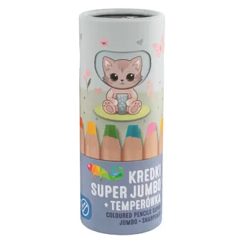 Kidea, Kredki Super Jumbo, 8 kolorów + temperówka
