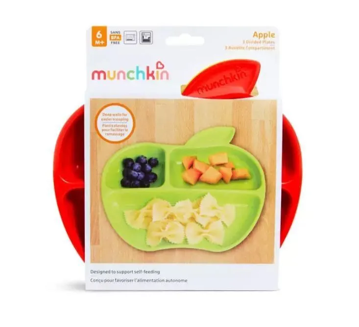 Zestaw kolorowych talerzyków w kształcie jabłek Munchkin 3szt.  5019090121026
