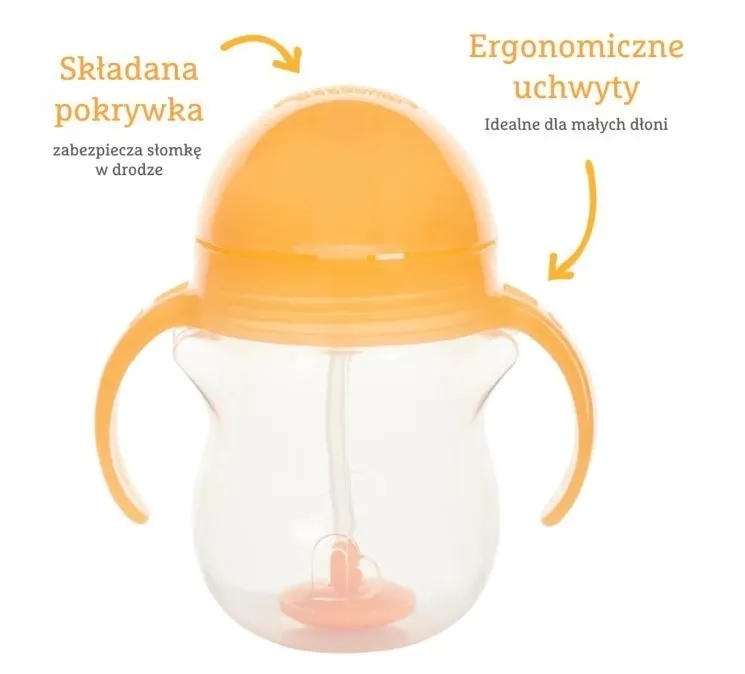 Kubek Munchkin niekapek ze słomką 207ml pomarańczowy 5019090122580