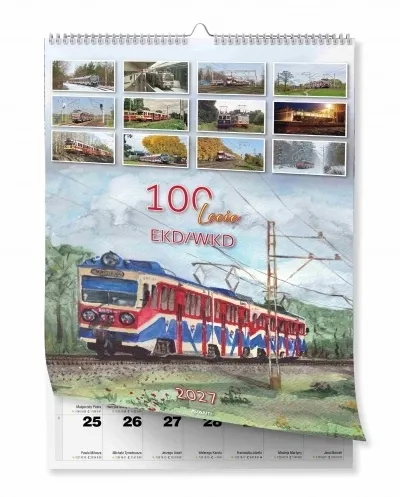 Kalendarz 2027 ścienny 100-lecie kolejki WKD A3-16  5906448203827