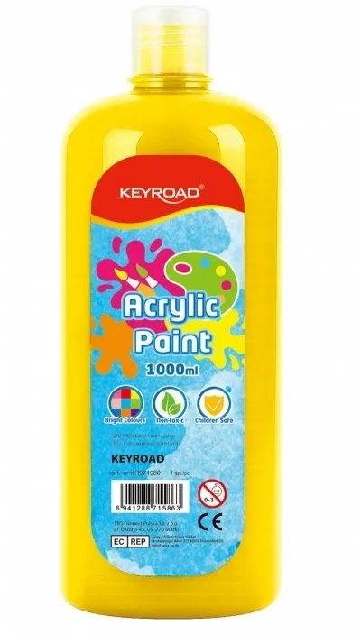 Farba akrylowa KEYROAD butelka 1000ml żółta  6941288715863