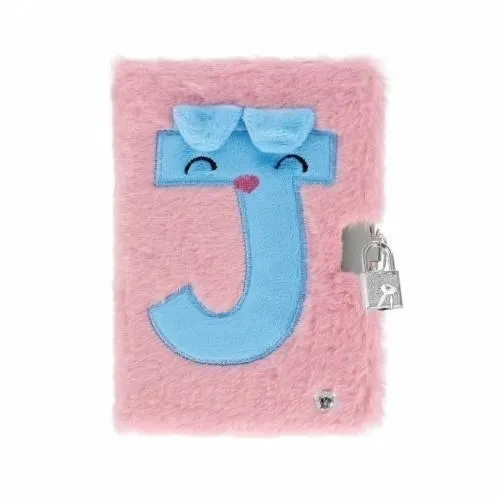Pamiętnik pluszowy zamykany Pink J świecący  5905523615852