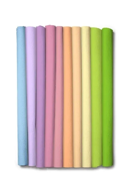 Bibuła marszczona, 25x200cm - PASTEL2 - 10 kolorów, 10 rolek  5902979043673