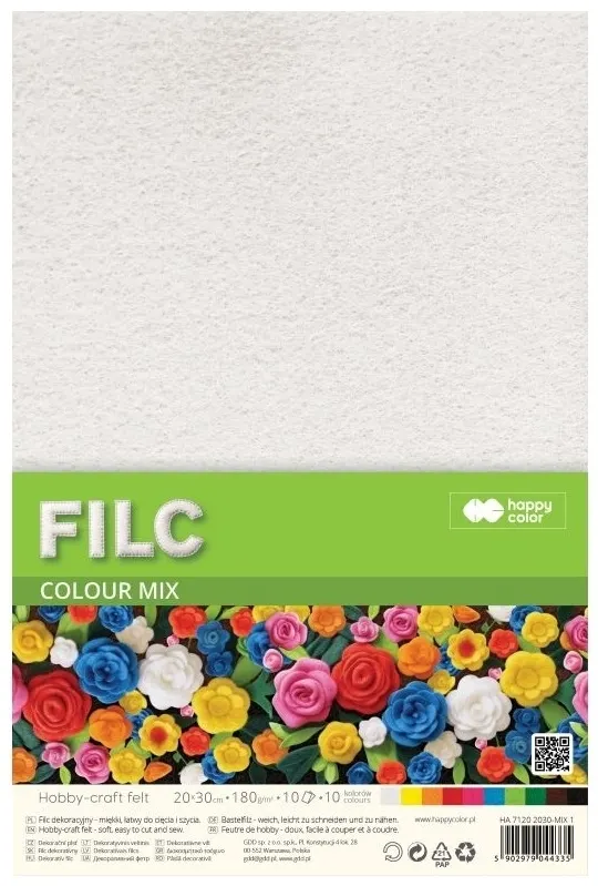 Filc dekoracyjny 20x30 cm 180 g/m2, 5 ark.  5902979044335