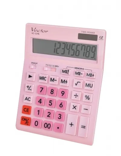 Kalkulator biurowy różowy Vector VC-12 PK  5904329026466