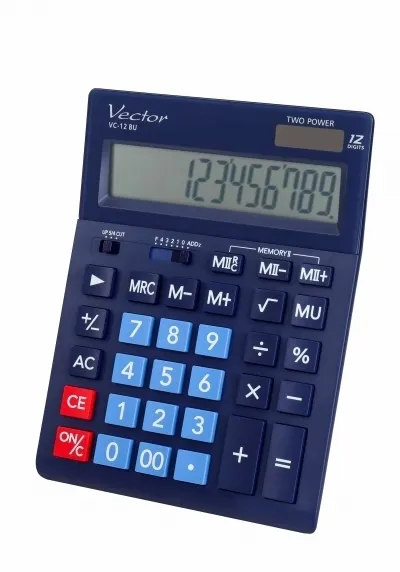 Kalkulator biurowy granatowy Vector VC-12 BU  5904329026473