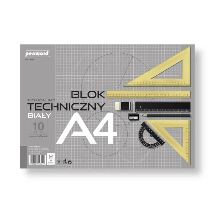 Blok techniczny A4 Premium biały 160g 10 arkuszy  5902887443299
