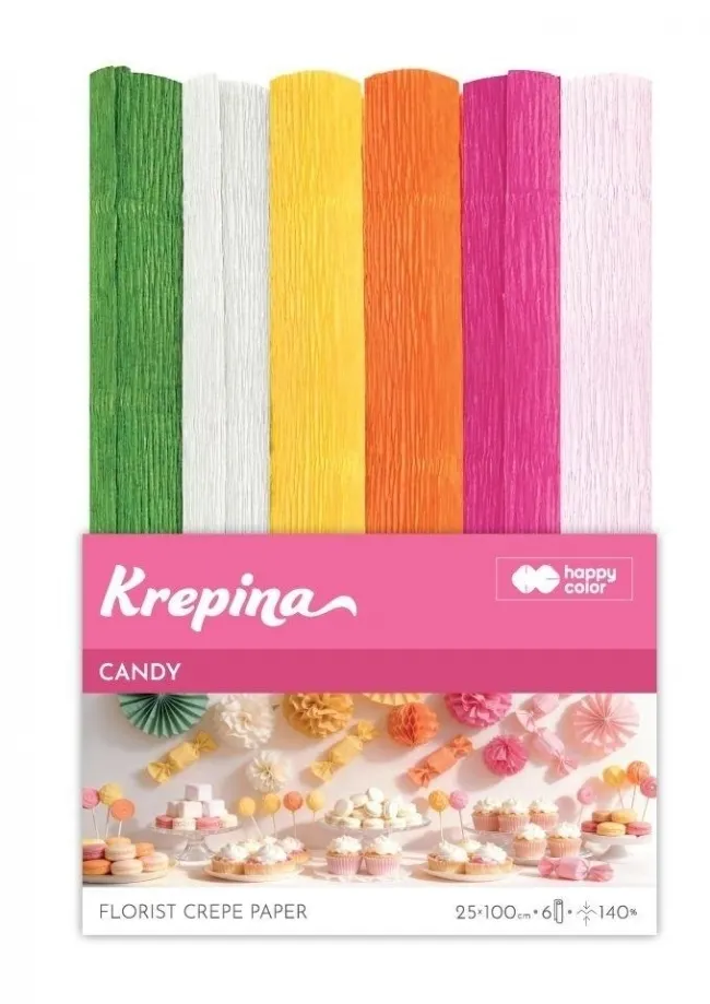 Krepina marszczona 25x100cm Candy 6 kolorów  5902979038686