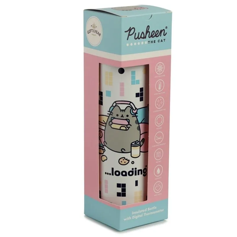 Butelka z termometrem cyfrowym do napojów termicznych ze stali nierdzewnej 450 ml - Pusheen Kot Gaming  5055071769856