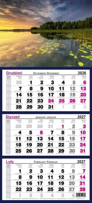 Kalendarz 2027 trójdzielny Mazury 5906667514612