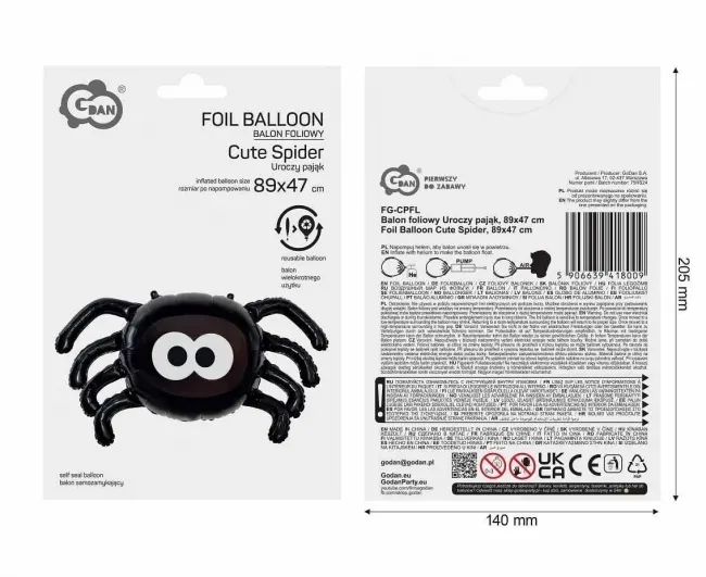 Balon foliowy Uroczy pająk 89x47cm  5906639418009