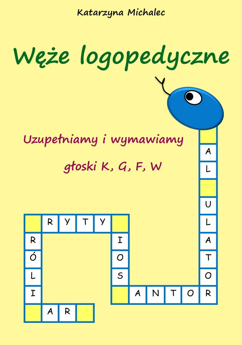 Uzupełniamy i wymawiamy głoski K,G,F,W. Węże logopedyczne 9788381663755