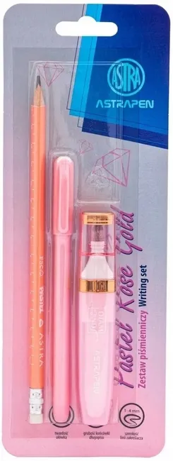 Zestaw piśmienniczy pastelowy Astrapen Rose Gold 3 el. - długopis żelowy + zakreślacz + ołówek 5901137189178