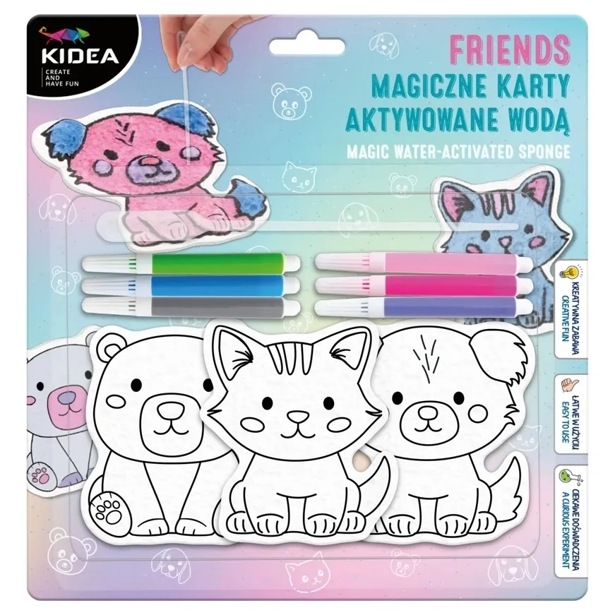 Magiczne karty aktywowane wodą friends Kidea  5906601708428