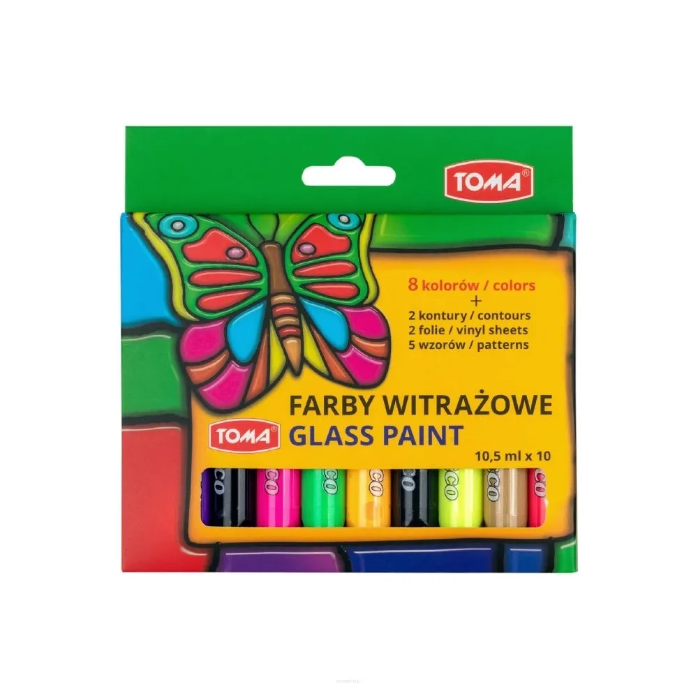 Farby witrażowe GlassDeco, 10 kolorów x 10,5ml (TO-750)  5901133750020