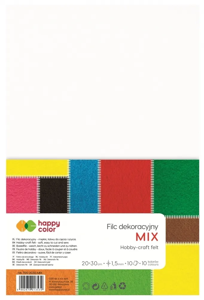 Filc dekoracyjny Happy Color, 10 kol.  5902979013539