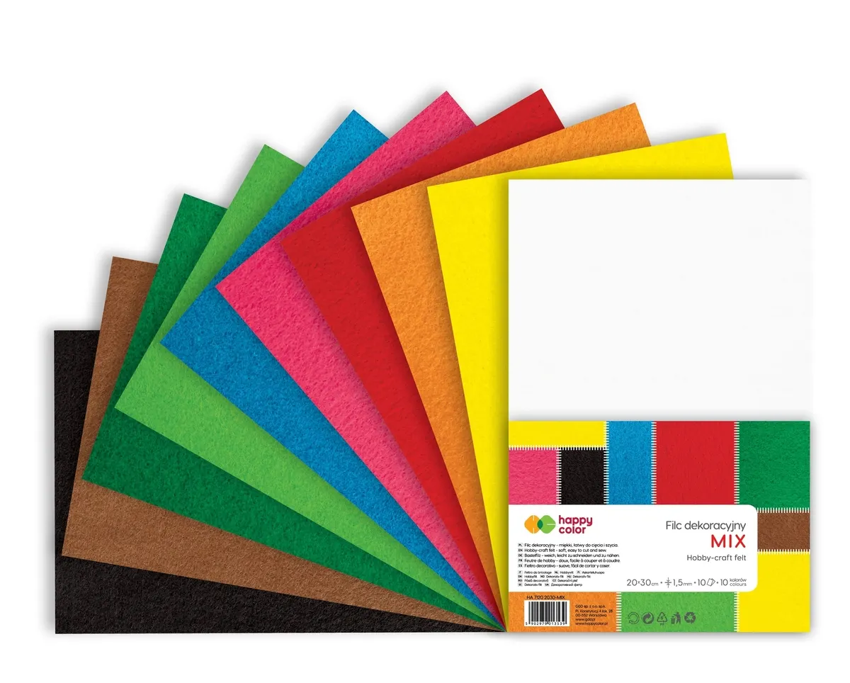 Filc dekoracyjny Happy Color, 10 kol. 5902979013539
