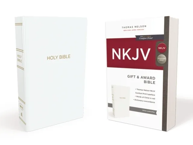 NKJV, Gift and Award Bible, Leather-Look, White, Red Letter Edition, Comfort Print 9780718075163