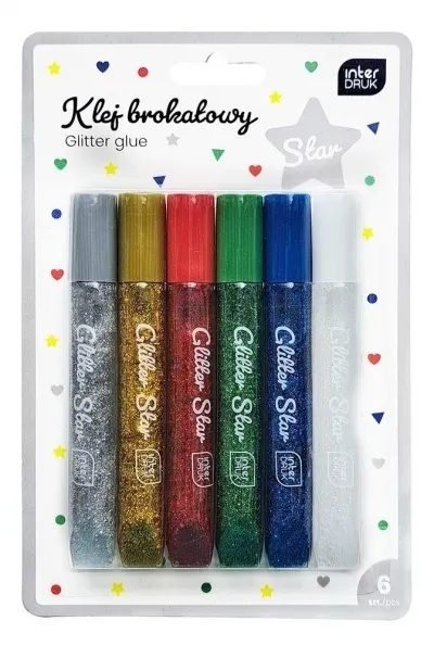 Klej do dekoracji brokatowy - Star, 6 kol.  5902277356765