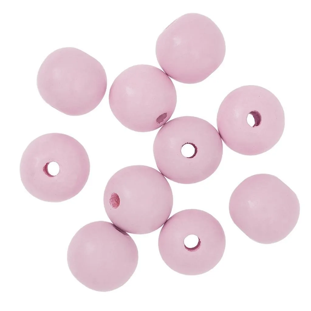 Koraliki drewniane kulki 2,5cm liliowe 10szt  5903925018578