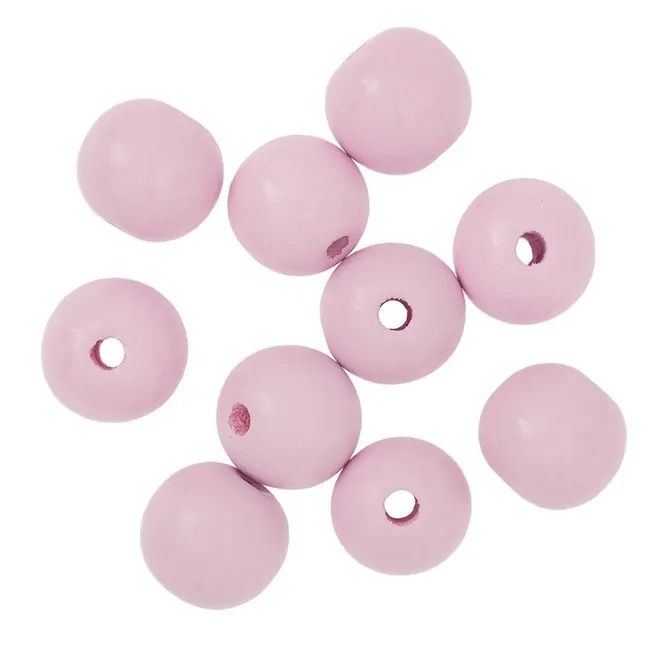 Koraliki drewniane kulki 2,5cm liliowe 10szt 5903925018578