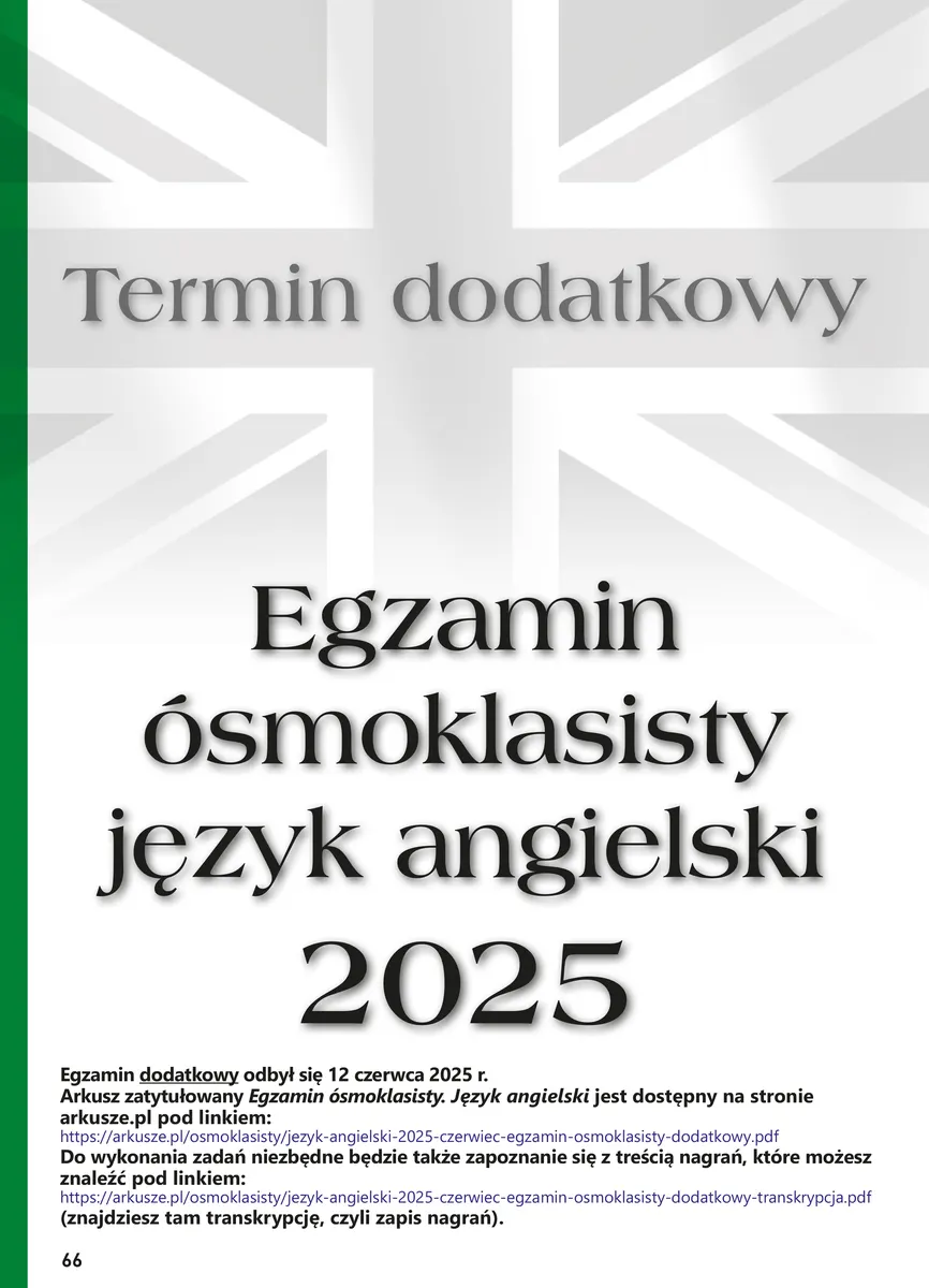 Arkusze egzaminacyjne. Język angielski. Egzamin ósmoklasisty 9788379129287