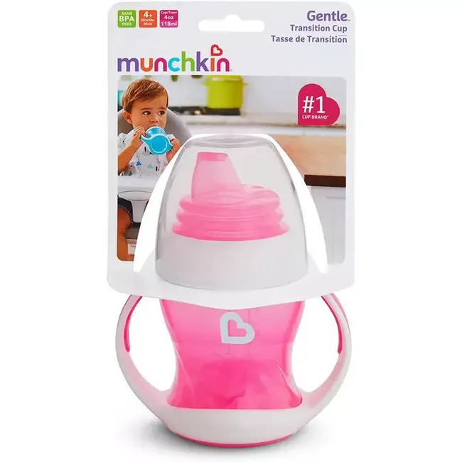 Kubek z miękkim ustnikiem i uchwytami Munchkin 118ml różowy 5019090517867