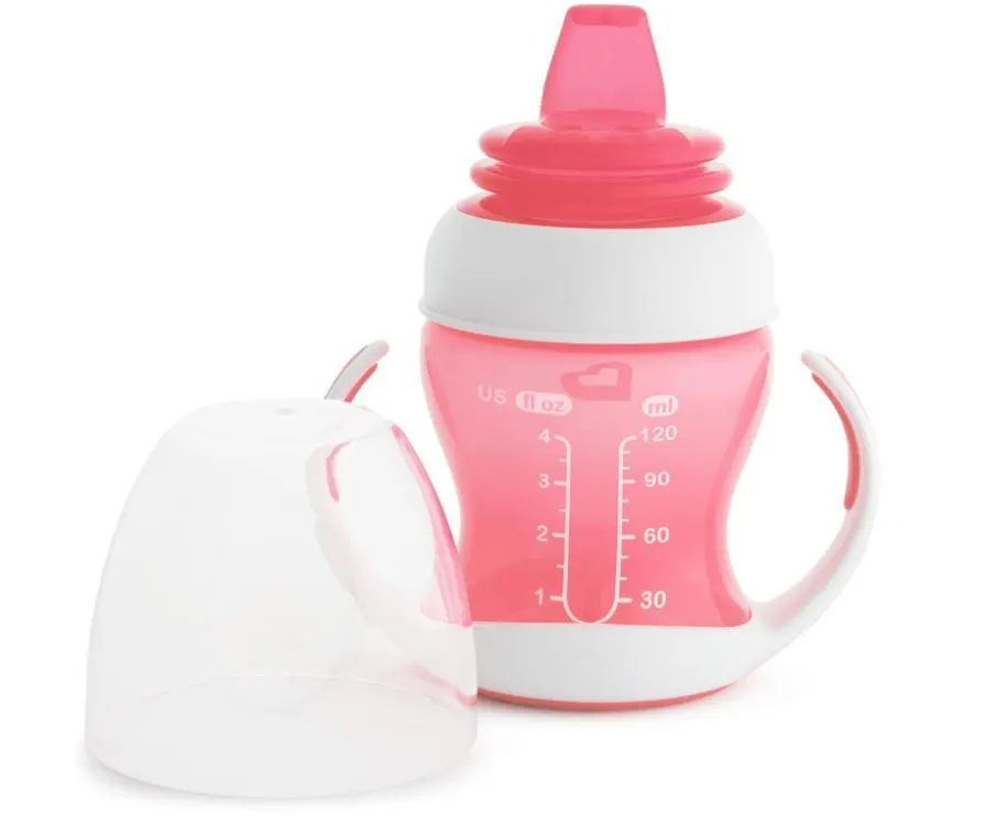 Kubek z miękkim ustnikiem i uchwytami Munchkin 118ml różowy 5019090517867