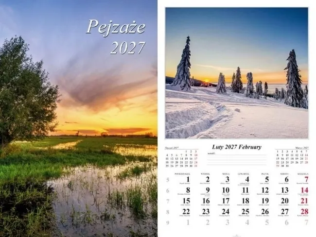 Kalendarz 2027 ścienny Pejzaże  5906667514414