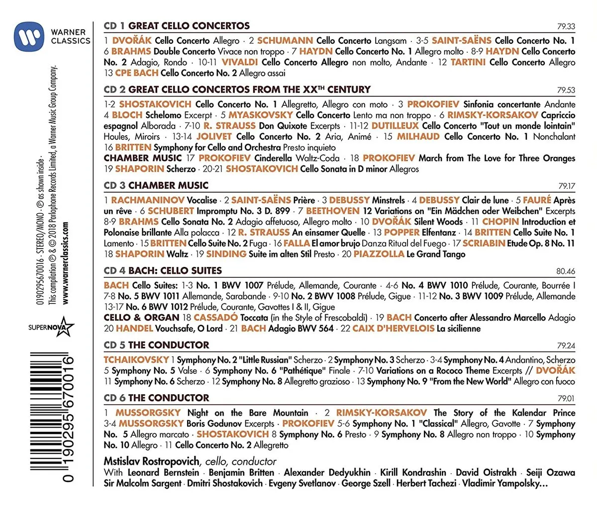 100 Best Rostropovich (6CD) 0190295670016
