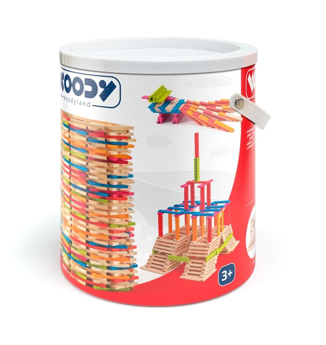 Klocki w wiaderku naturalne kolorowe Emma 200 elementów 95004  8591864950041