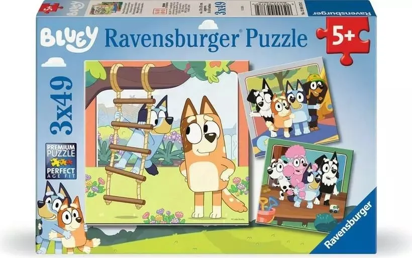 Ravensburger, Puzzle 3x49: Bluey i przyjaciele (12004378)  4005555043782