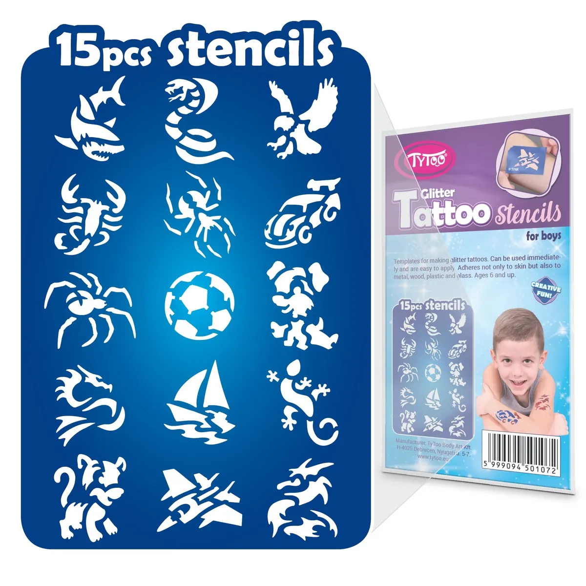 Zestaw szablonów do tatuaży odważny 15 el. 5999094501072