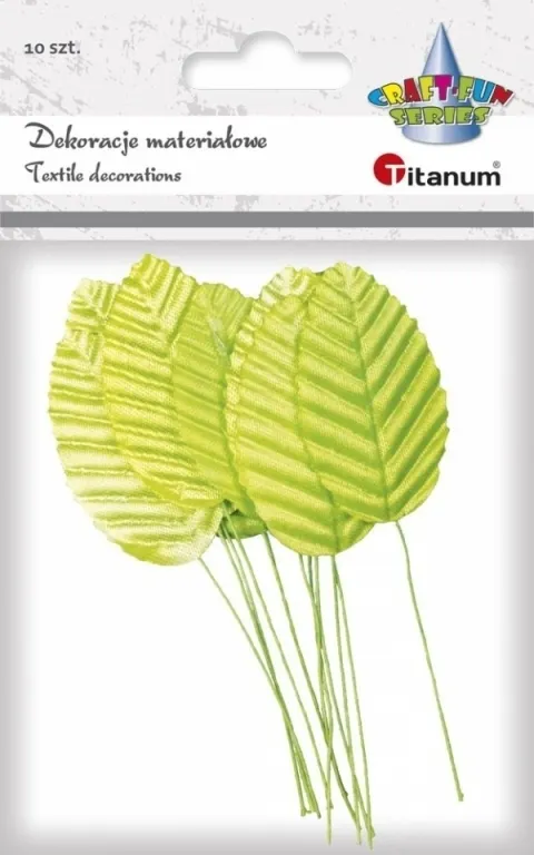 Ozdoba materiałowa Titanum Craft-fun Liście na druciku zielony jasny 10 szt  5907437713198