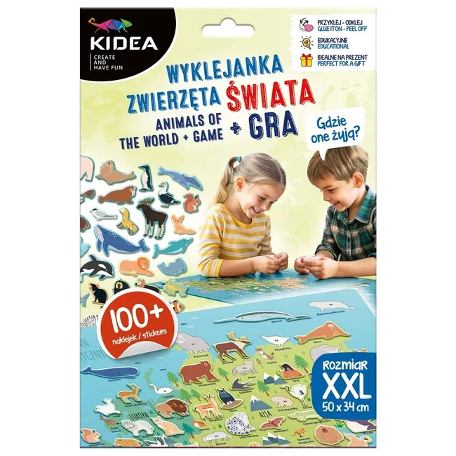 Gdzie one żyją? Zwierzęta świata wyklejanka + gra Kidea 5906601708541