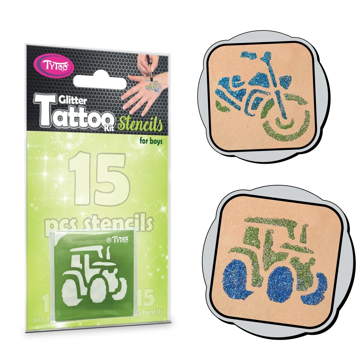 Zestaw szablonów do tatuaży pojazdy 15 el. 5999094501553