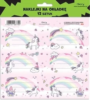 Naklejki na zeszyty - Unicorn Tęcza (12szt) 5905701487790