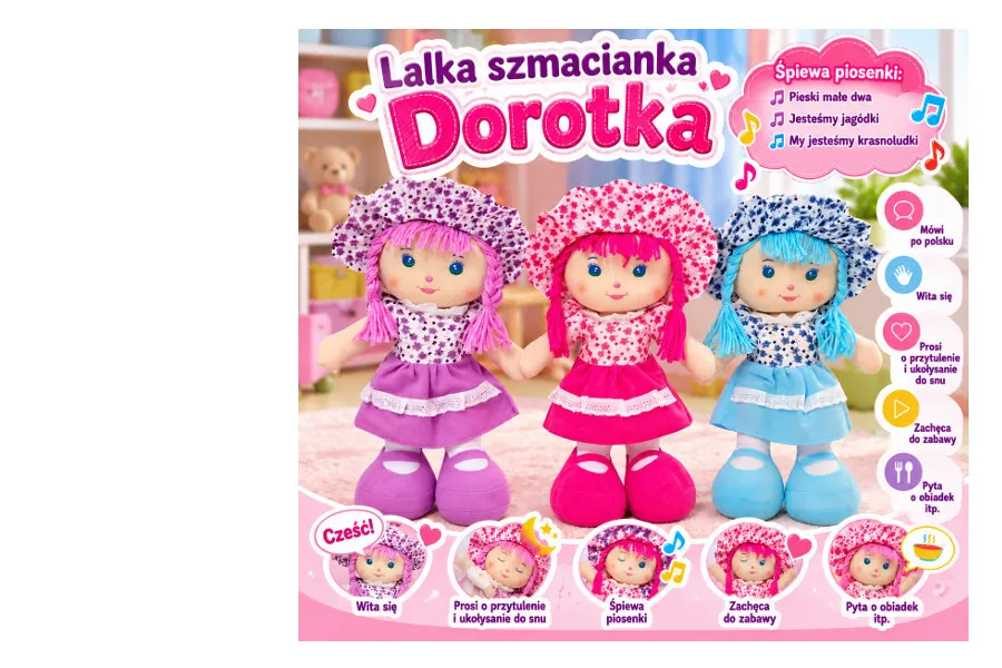 Lalka Dorotka szmacianka śpiewa i mówi po polsku  5902496226498