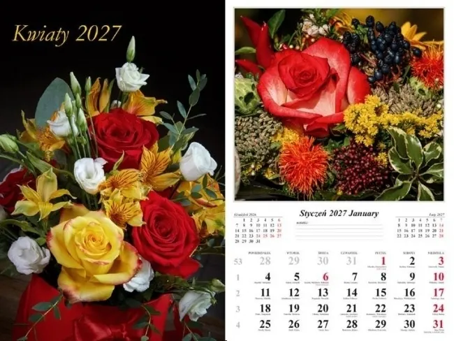 Kalendarz 2027 ścienny Kwiaty  5906667514391