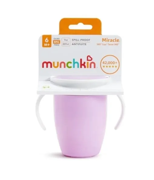 Kubek treningowy z uchwytami Munchkin Miracle 360° 207ml fioletowy 5019090516211
