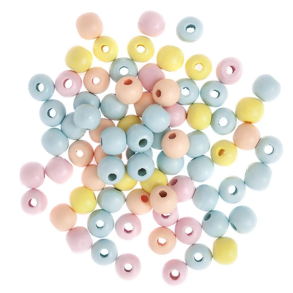 Koraliki drewniane kulki pastelowe 12mm 40g  5903925018547