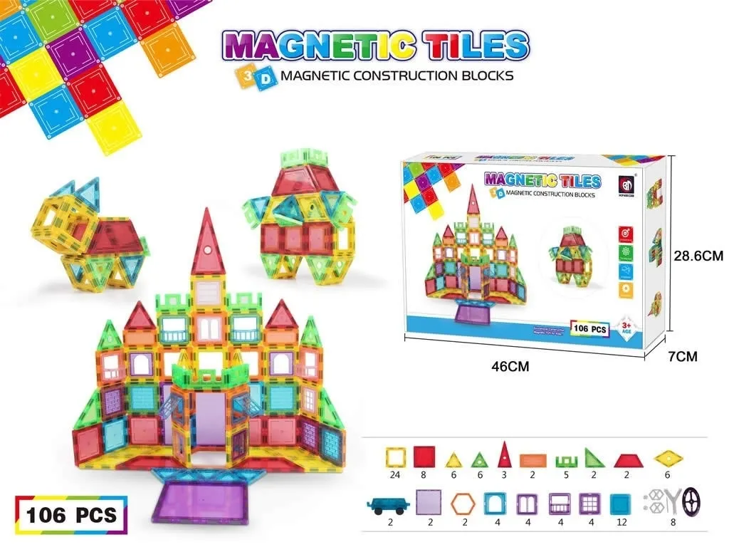 Klocki magnetyczne 5,5cm 106 elementów 9906  AN09  5905375854591