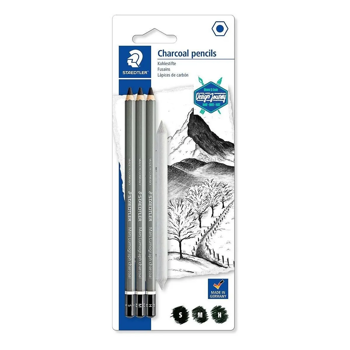 Węgiel rysunkowy Staedtler, 3 szt. (S 100C SBK4)  4007817052075