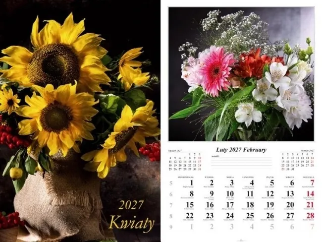 Kalendarz 2027 ścienny Kwiaty  5906667514476