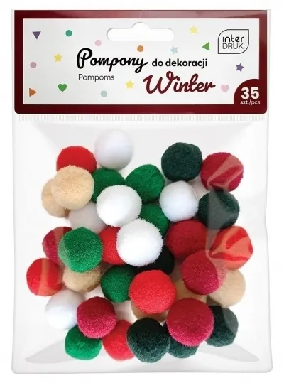 Pompony do dekoracji - Winter, 35 szt.  5902277337221