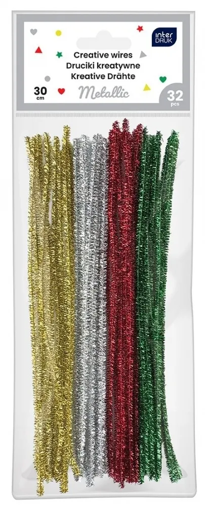 Kolorowe druciki kreatywne 30cm - Metallic, 32 szt.  5902277378682