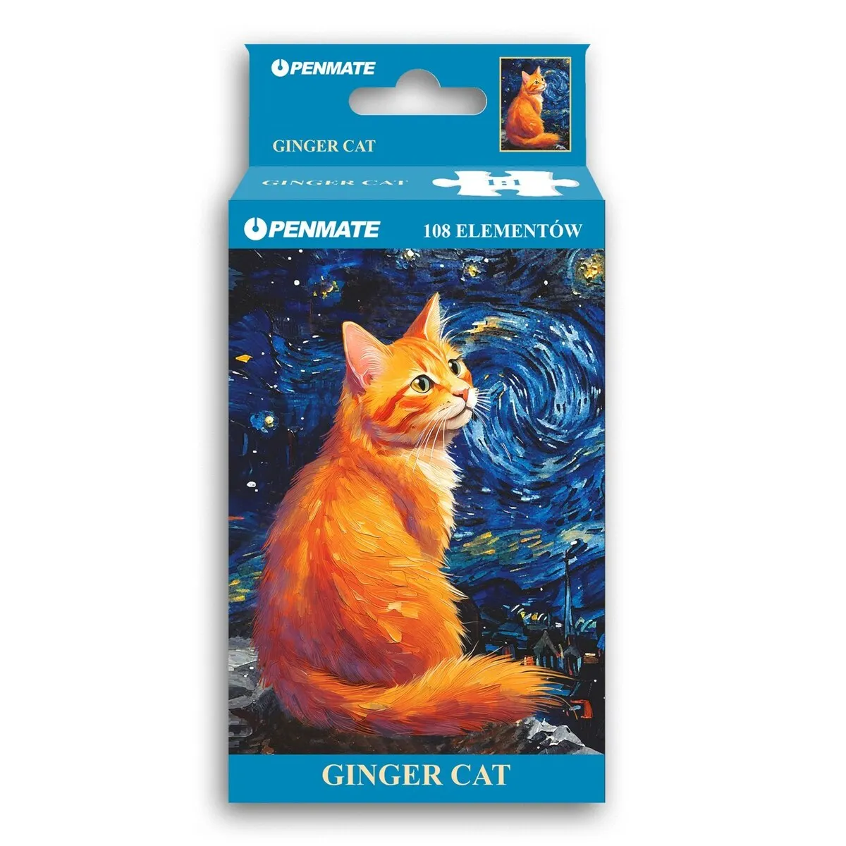 Puzzle mini 108 elementów Penmate Starry Night Ginger Cat  5906910837185