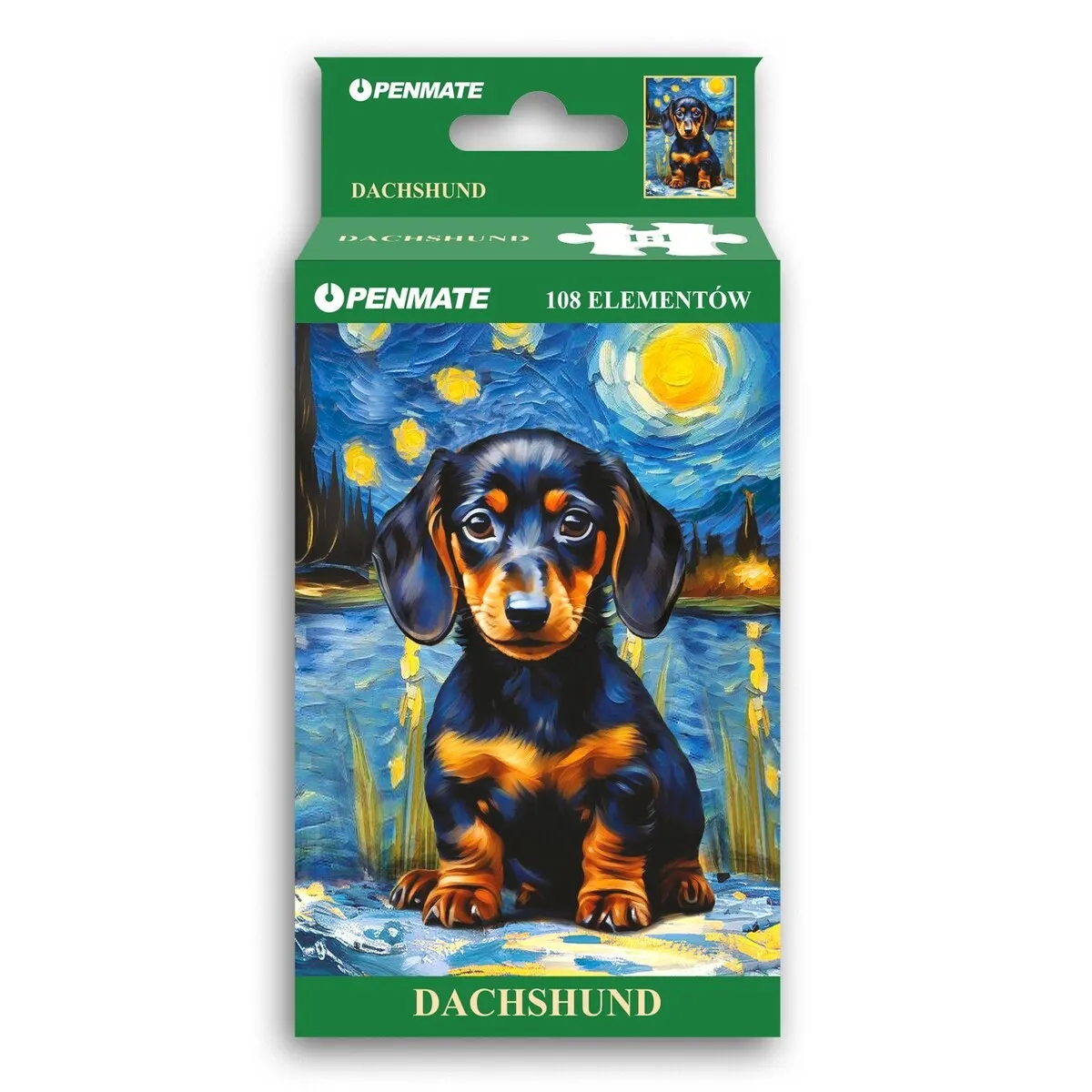 Puzzle mini 108 elementów Penmate Starry Night Dachshund  5906910837239