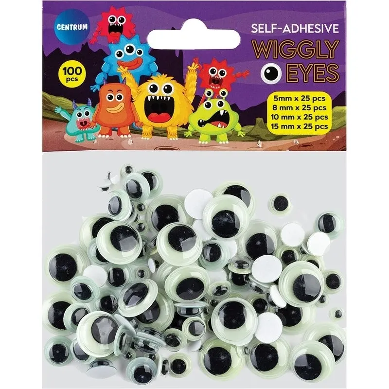 Samoprzylepne zielono-czarne ruchome oczka, 100 szt.  4030969811719